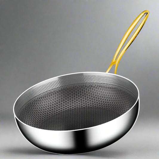 Ultimate Heat Control & Non-Stick Power – 316 Stainless Steel Honeycomb Frying Pan