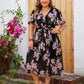 Plus Size Boho Floral Butterfly Sleeve Belted Dress