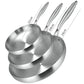 3PCS Frying Pan Set – 5-Ply, 2MM Thick Non-Stick 304 Stainless Steel Pans