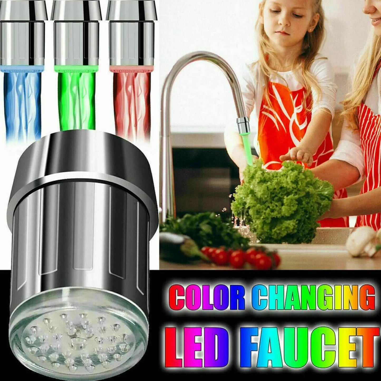 LED Colour-Changing Tap Light 7-Colour LED Tap Light for Kitchen & Bathroom