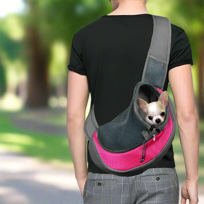 Dog Sling Carrier Backpack – Breathable Mesh Crossbody Bag for Dogs & Cats