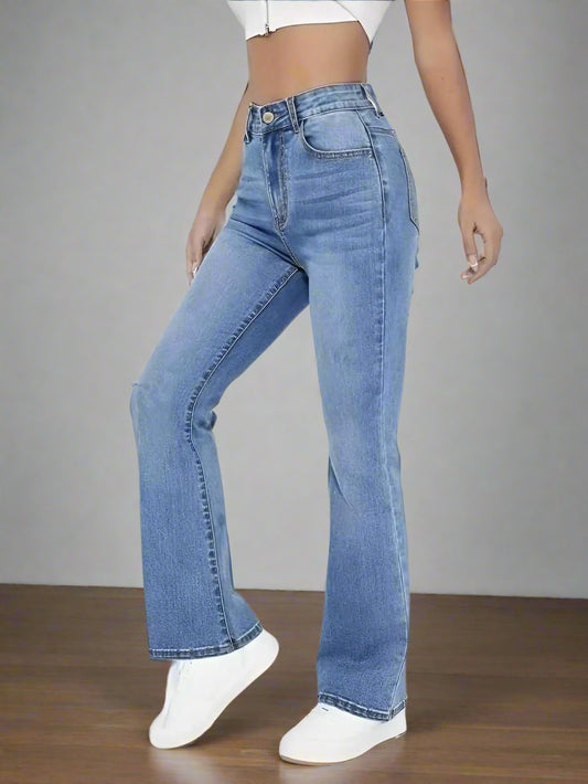 Women's High Waist Straight Leg Jeans – Casual Slimming Denim for Everyday Wear