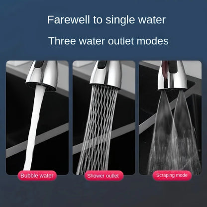 Anti-Splash 360° Rotating Kitchen Tap Attachment with 3 Water-Saving Modes