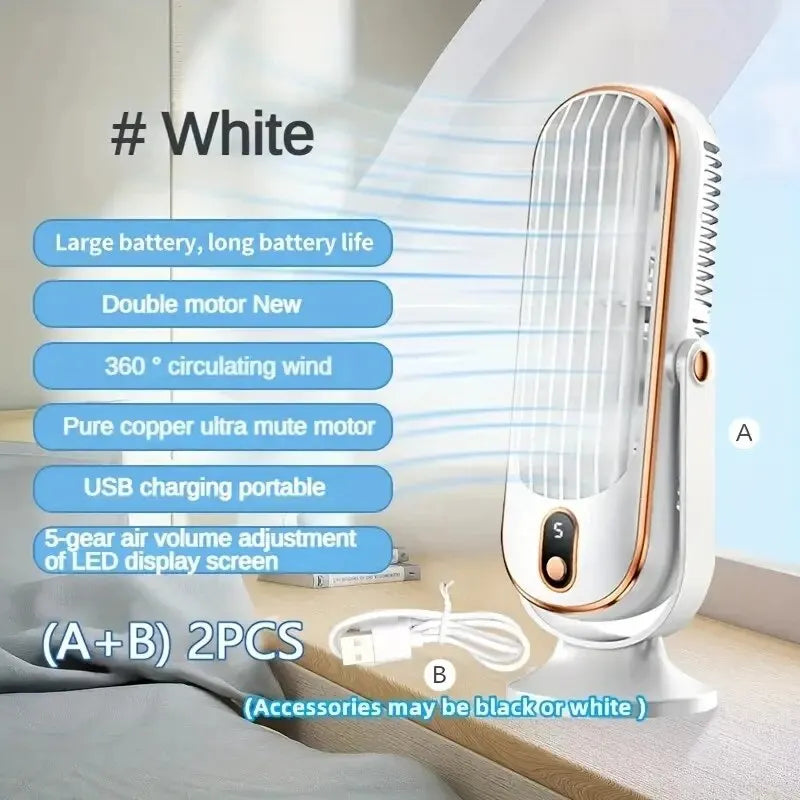 Portable Dual Motor Air Cooler – 5-Speed Surround Air Blower with USB Charging Dealprice.co.uk