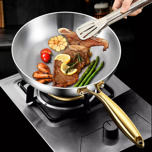 316 Stainless Steel Non-Stick  Frying Pan Wok- Pro-Grade Cooking with Zero Toxins