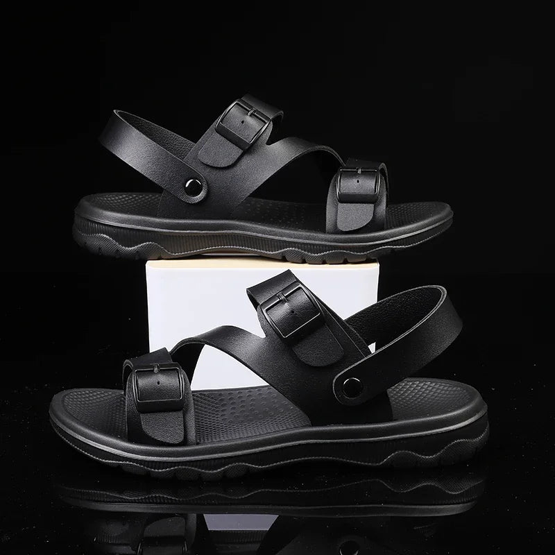 Men’s Summer PU Leather Sandals – Casual Non-Slip Gladiator Shoes