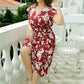 Plus Size Boho Floral V-Neck A-Line Midi Dress