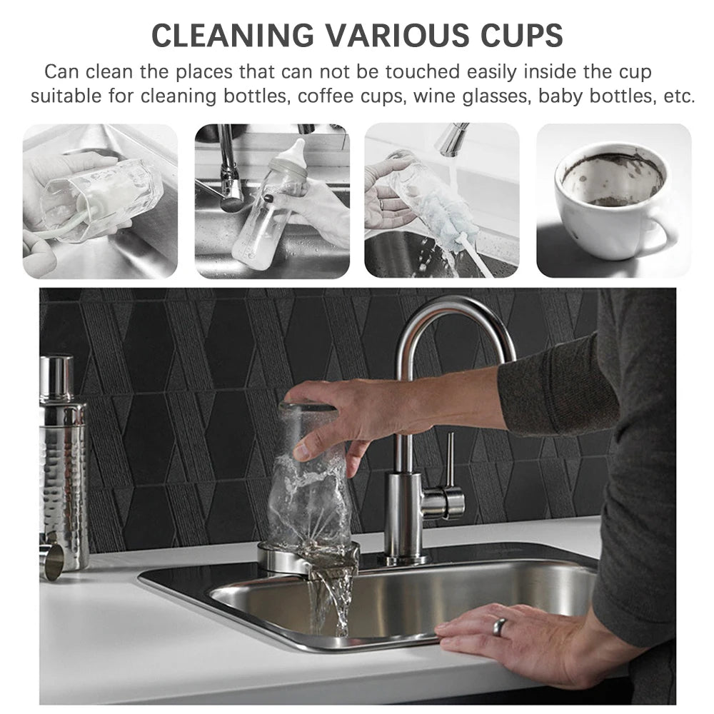 Glass Rinser for Kitchen Sink – Stainless Steel Bottle & Cup Washer Attachment