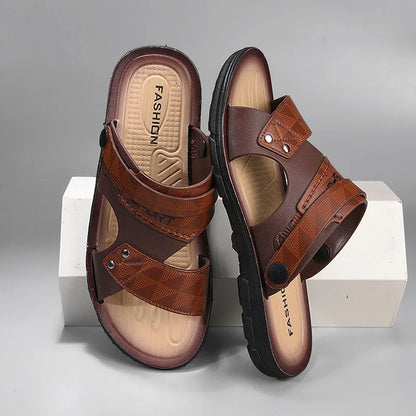 Men’s Summer Slip-On Sandals – Non-Slip Open-Toe Casual Beach Slippers