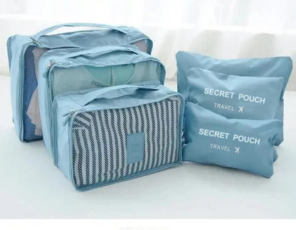 6 Pcs Travel Storage Bag Set – Waterproof, Large,  Eco-Friendly Luggage Organisers
