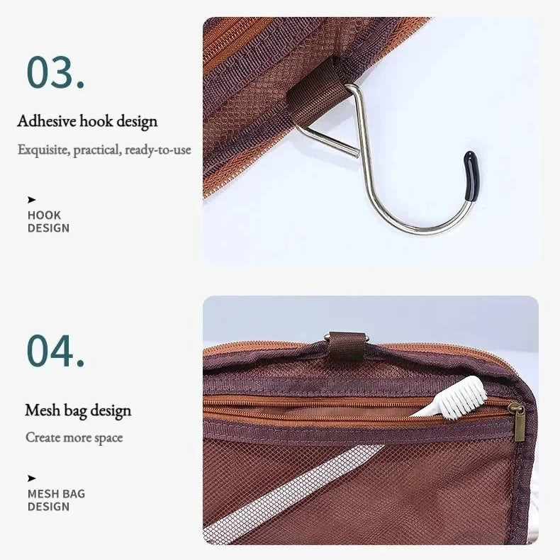 Leather Toiletry Bag Hanging Travel Dopp Kit, Water-Resistant Cosmetic Organizer