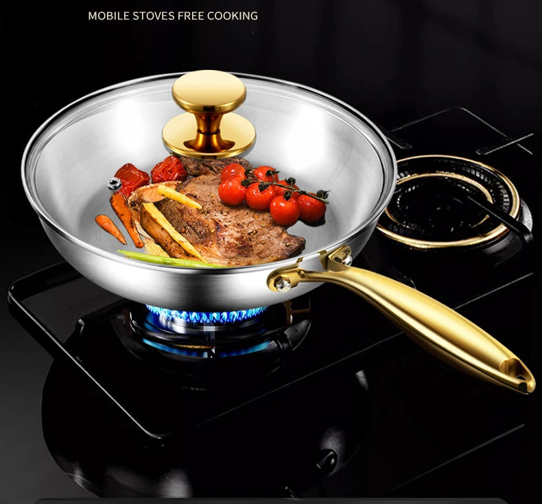 316 Stainless Steel Non-Stick  Frying Pan Wok- Pro-Grade Cooking with Zero Toxins