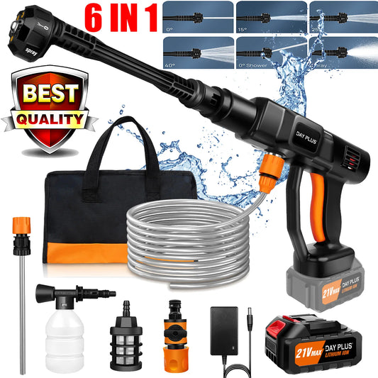 6-in-1 Cordless Pressure Washer – 21V Brushless with 3.0Ah Battery