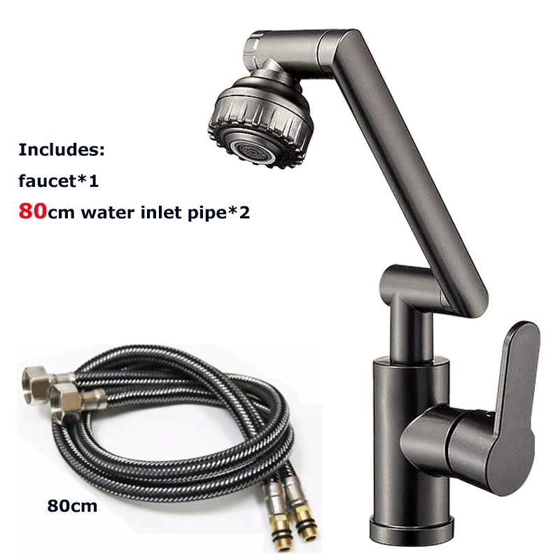 Rotating Robotic Arm Bathroom Tap –  360° Swivel Mixer Faucet for Basin & Sink