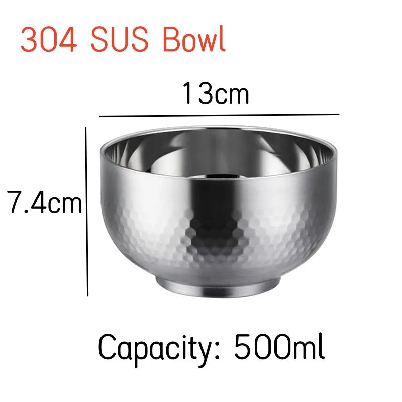 304 Stainless Steel Double-Wall Bowl – Heat-Insulated, Anti-Slip, Built to Last