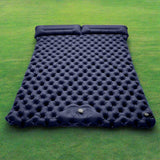 Navy blue inflatable mattress on a white background