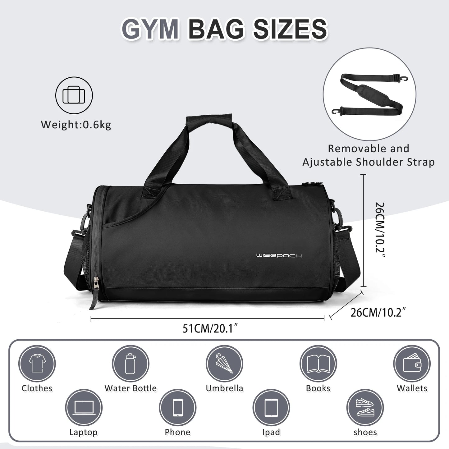 Women’s Waterproof Gym, Yoga & Weekend Bag with Shoe Compartment
