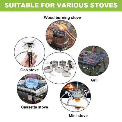 8-Piece Stainless Steel Camping Cookware Set for Outdoor Cooking Dealprice.co.uk