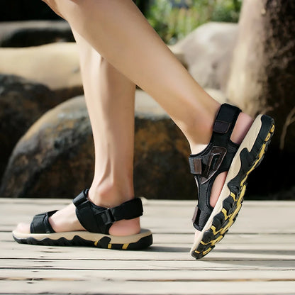 Men’s Thick-Soled Summer Sandals – Open-Toe Non-Slip Mesh Beach Shoes