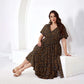 Plus Size Boho Floral Maxi Dress with Pockets