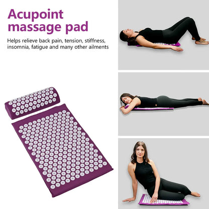 Acupressure Yoga Mat and Pillow Set for Back Pain Relief & Stress – Massage Spike Mat