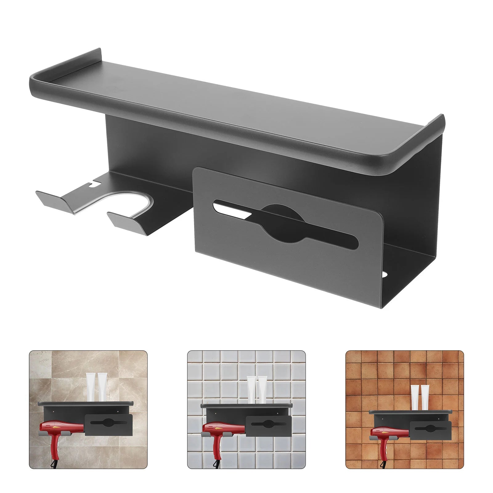 Wall-Mounted Steel Hair Dryer Holder – Space-Saving Bathroom Organizer Dealprice.co.uk