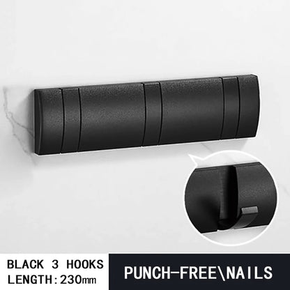 Folding Wall Hook Rack Available in 3 to 5 Hook Options | No-Drill or Screw Mounting