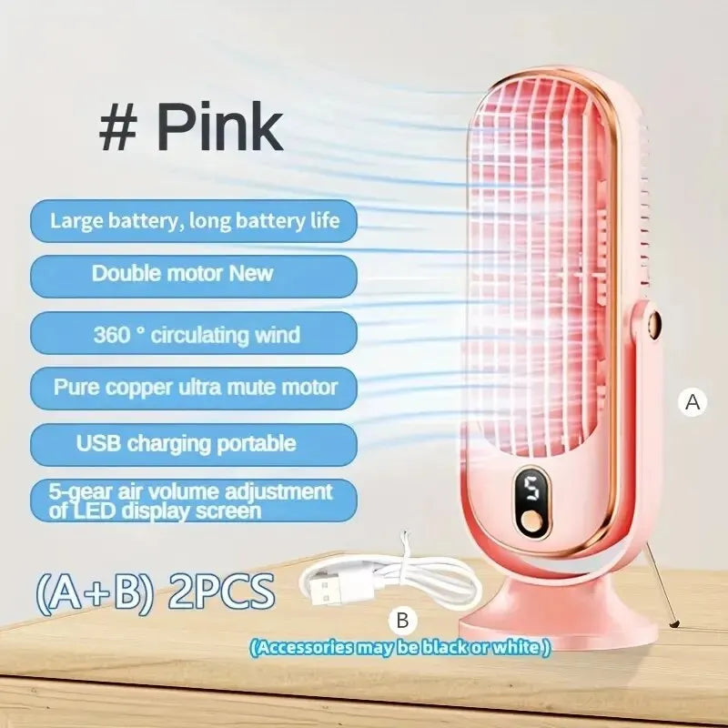 Portable Dual Motor Air Cooler – 5-Speed Surround Air Blower with USB Charging Dealprice.co.uk