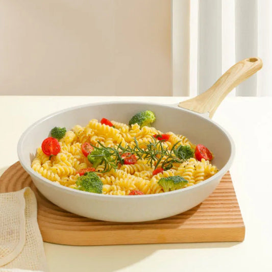 Medical Stone Ceramic Cookware for Gas & Induction - Non-Stick Wok Frying Pan