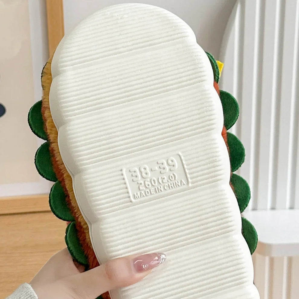 Hamburger Plush Winter Slippers – Cozy Indoor Comfort with a Playful Twist