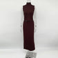 Elegant Knitted Two-Piece Set – Sleeveless Turtleneck Vest & High Waist Skirt