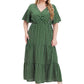 Plus Size Polka Dot V-Neck Boho Maxi Dress