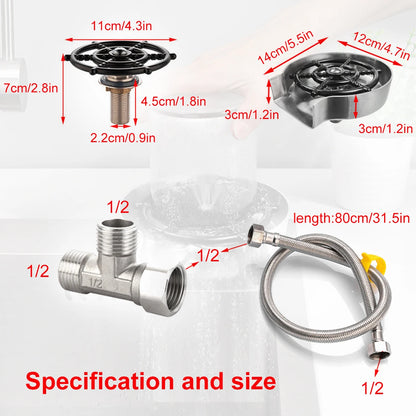 Automatic Glass Rinser for Kitchen Sink – Stainless Steel Bottle & Cup Washer
