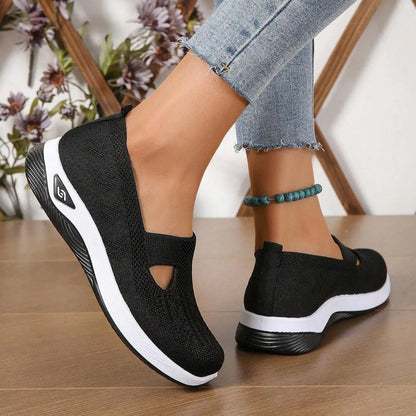 Casual Women's Breathable Hollow-Out Flats – Soft Sole Fashion Walking Sneakers