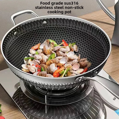 Double-Sided 316 Stainless Steel Wok – Natural Cooking, No Coating