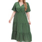 Plus Size Polka Dot V-Neck Boho Maxi Dress