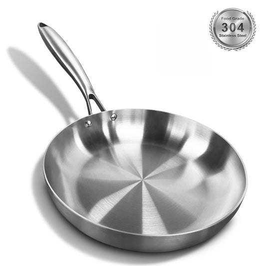 304 Stainless Steel Frying Pan – Non-Stick Skillet for Gas & Induction Cookers