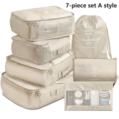 7PCS Travel Organizer Set – Packing Cubes for Clothes, Shoes & Luggage