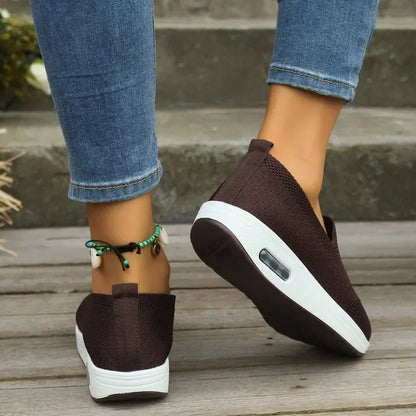 Women's Trainers Slip On Air Cushion Arch Support Memory Foam Walking Sneakers