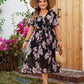 Plus Size Boho Floral Butterfly Sleeve Belted Dress
