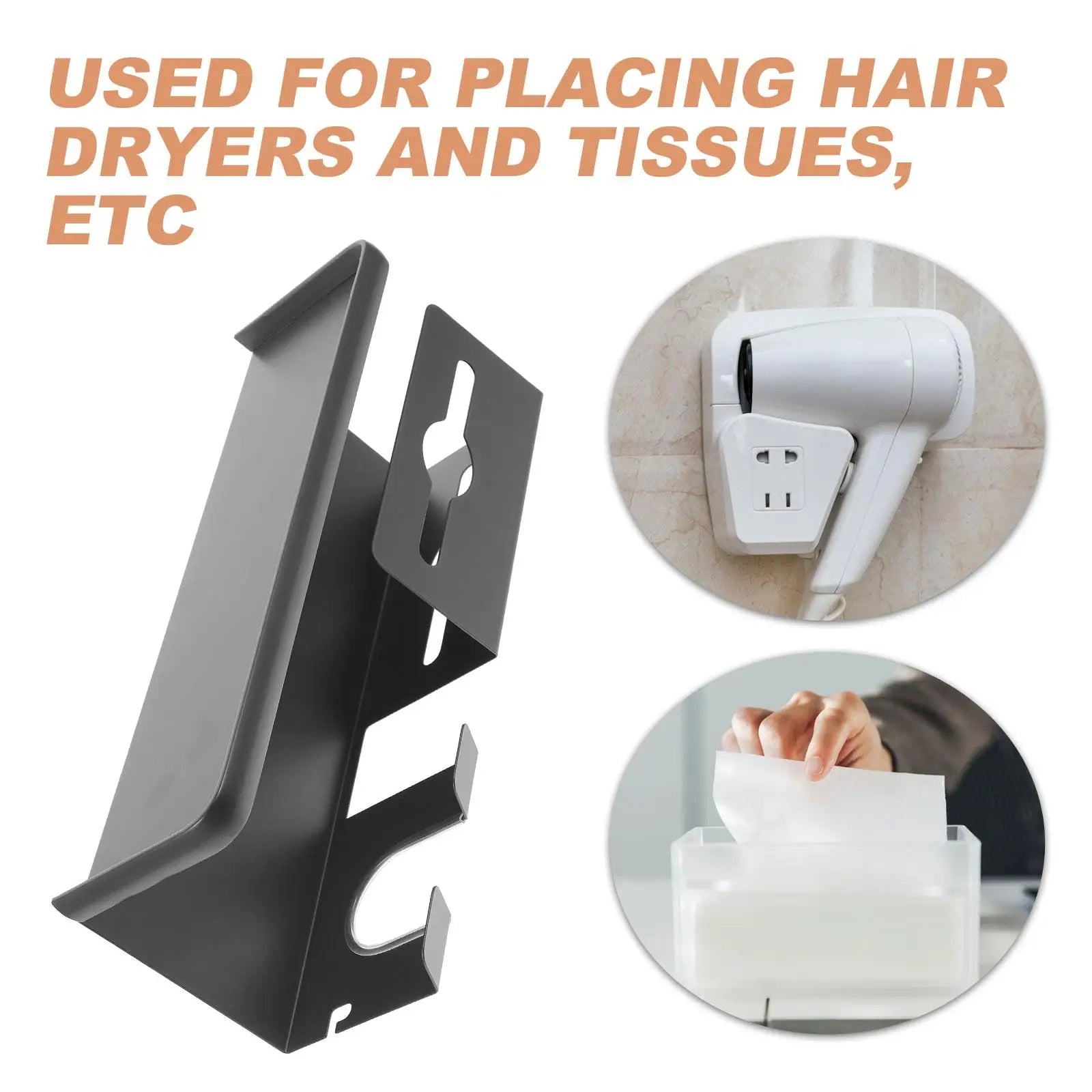 Wall-Mounted Steel Hair Dryer Holder – Space-Saving Bathroom Organizer Dealprice.co.uk