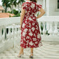 Plus Size Boho Floral V-Neck A-Line Midi Dress
