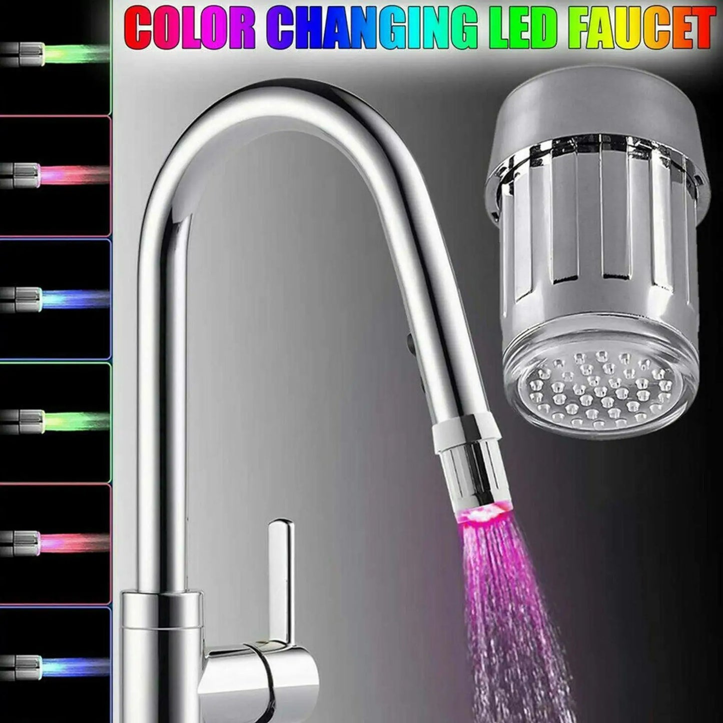 LED Colour-Changing Tap Light 7-Colour LED Tap Light for Kitchen & Bathroom
