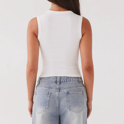 Women’s Ribbed Button Down Tank Top – Slim Fit Y2K Crop Vest with Comfy Stretch Fit