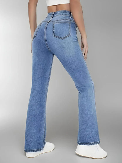 Women's High Waist Straight Leg Jeans – Casual Slimming Denim for Everyday Wear