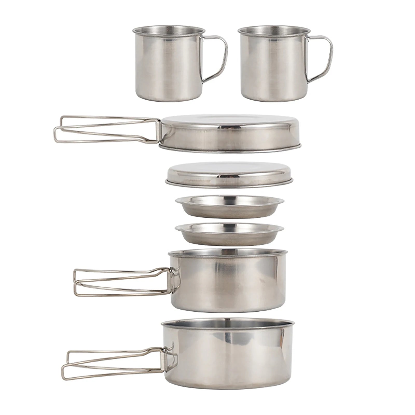 8-Piece Stainless Steel Camping Cookware Set for Outdoor Cooking Dealprice.co.uk