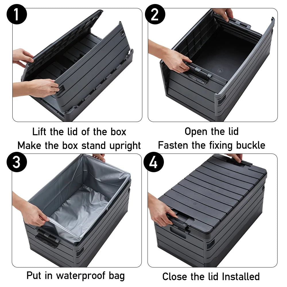 35L Foldable Camping & Car Storage Box – Waterproof with Lid
