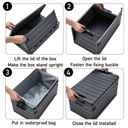 35L Foldable Camping & Car Storage Box – Waterproof with Lid