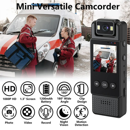 WiFi Mini body Camera – 1080P Portable Body Cam with Night Vision, 180° Rotatable Lens
