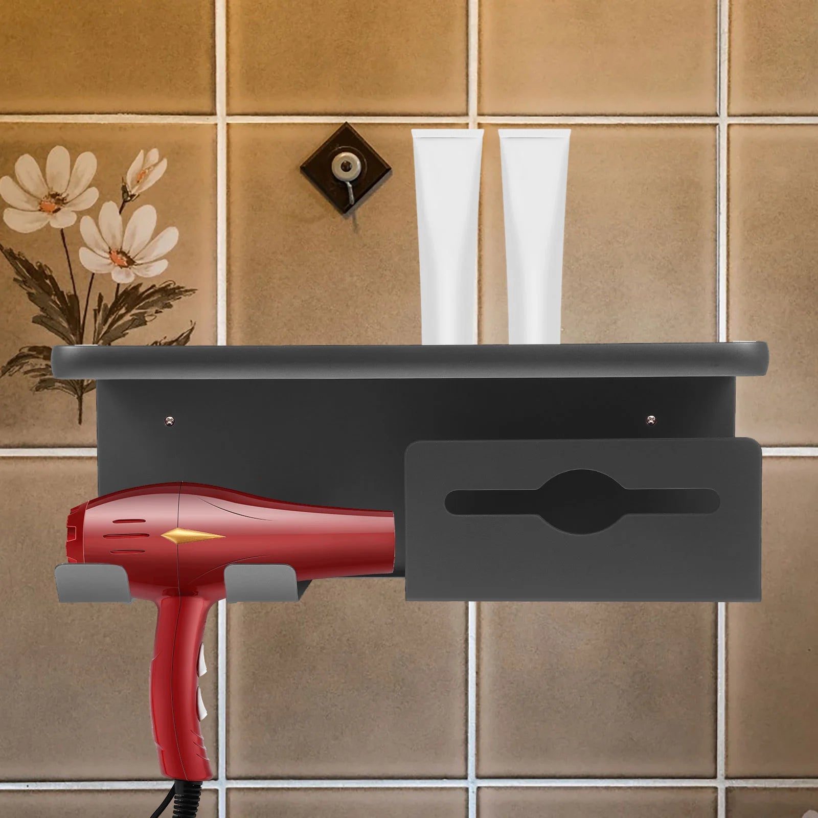 Wall-Mounted Steel Hair Dryer Holder – Space-Saving Bathroom Organizer Dealprice.co.uk